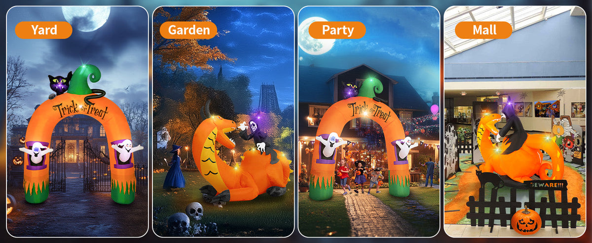 Halloween Ghost & Cat Archway Inflatable