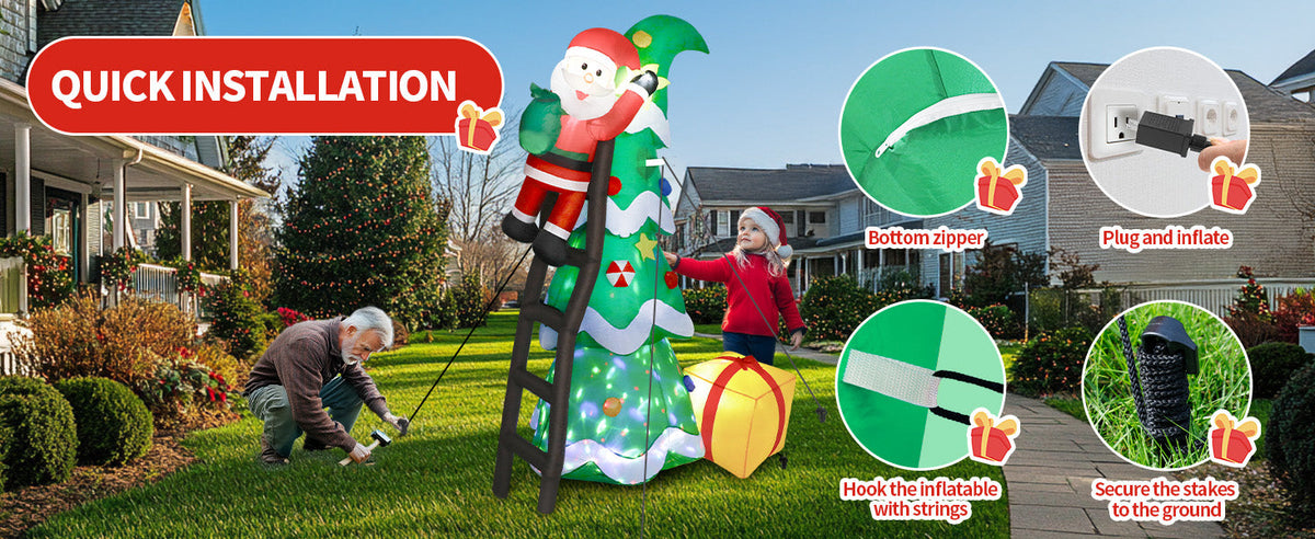 Christmas Tree with Climbing Santa Inflatable