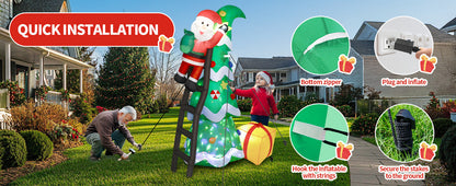 Christmas Tree with Climbing Santa Inflatable
