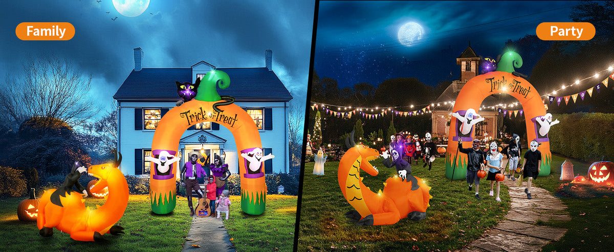Halloween Ghost & Cat Archway Inflatable