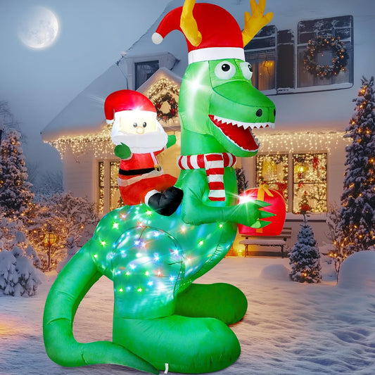 Santa Riding Dinosaur Inflatable