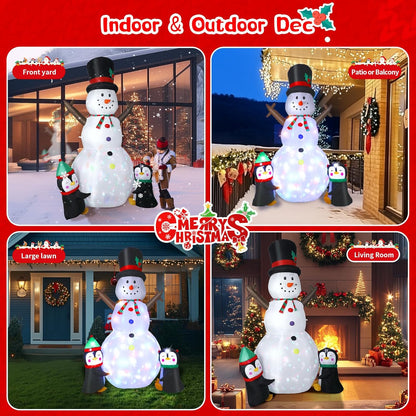 Snowman with Penguins Inflatable