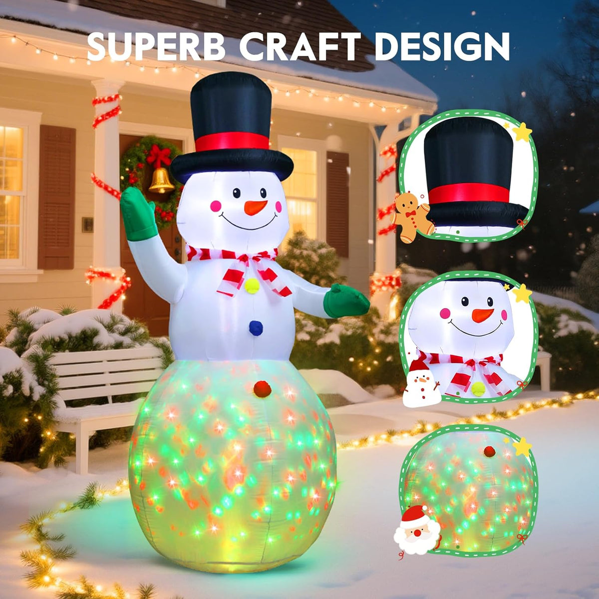 Waving Snowman RGB LED Inflatable