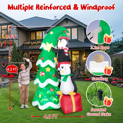 Christmas Tree with Penguins Inflatable