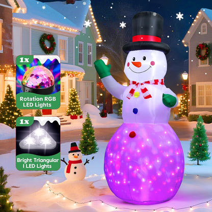 Waving Snowman RGB LED Inflatable