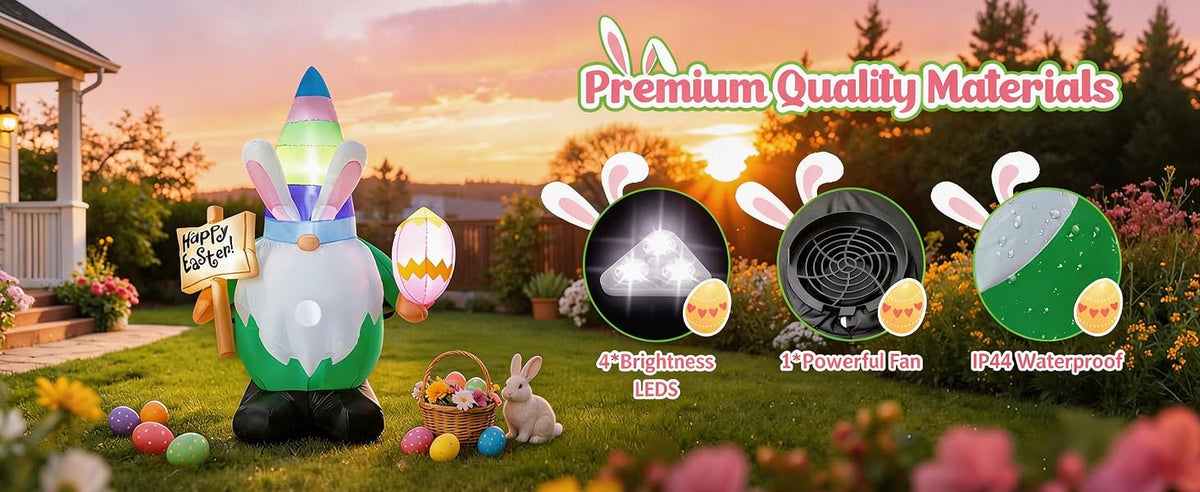 Easter Rabbit Gnome Inflatable