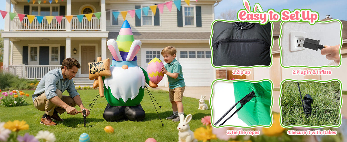 Easter Rabbit Gnome Inflatable