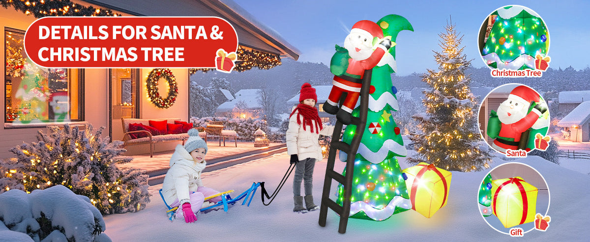Christmas Tree with Climbing Santa Inflatable