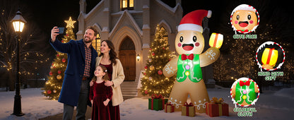 Gingerbread Man with Gift Inflatable