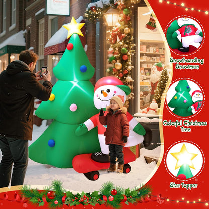 Christmas Tree with Scooter Snowman Inflatable