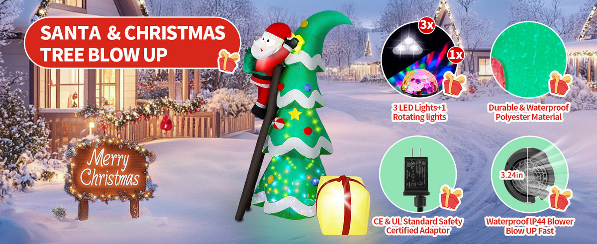 Christmas Tree with Climbing Santa Inflatable