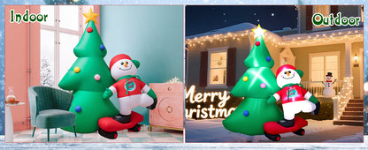 Christmas Tree with Scooter Snowman Inflatable