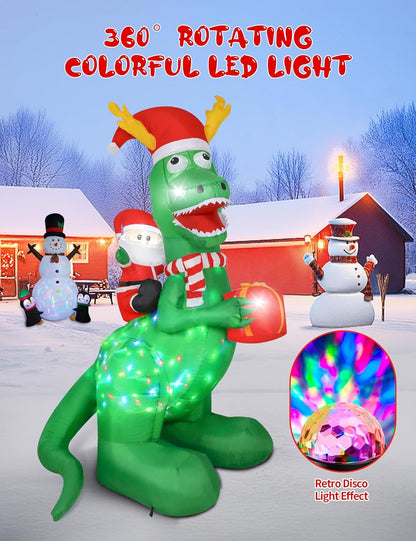 Santa Riding Dinosaur Inflatable