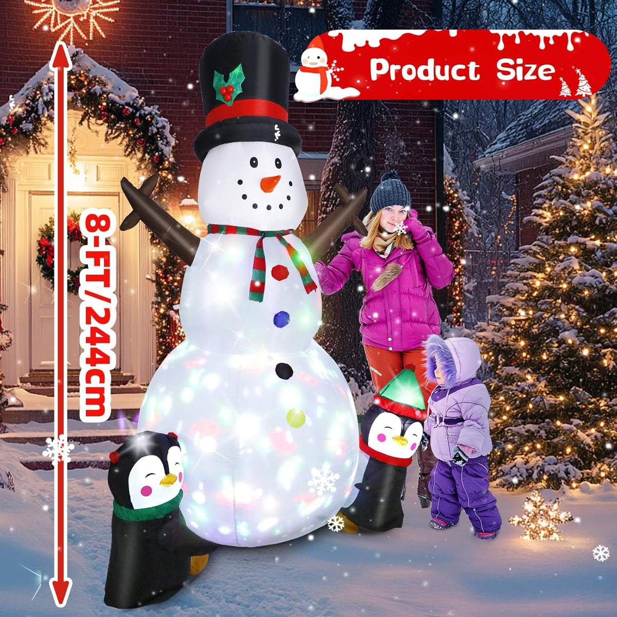 Snowman with Penguins Inflatable