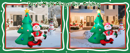 Christmas Tree with Scooter Snowman Inflatable