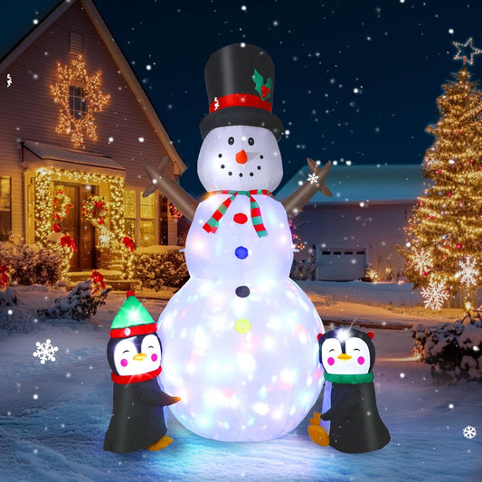 Snowman with Penguins Inflatable