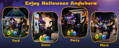 Black Cat with Pumpkins Inflatable