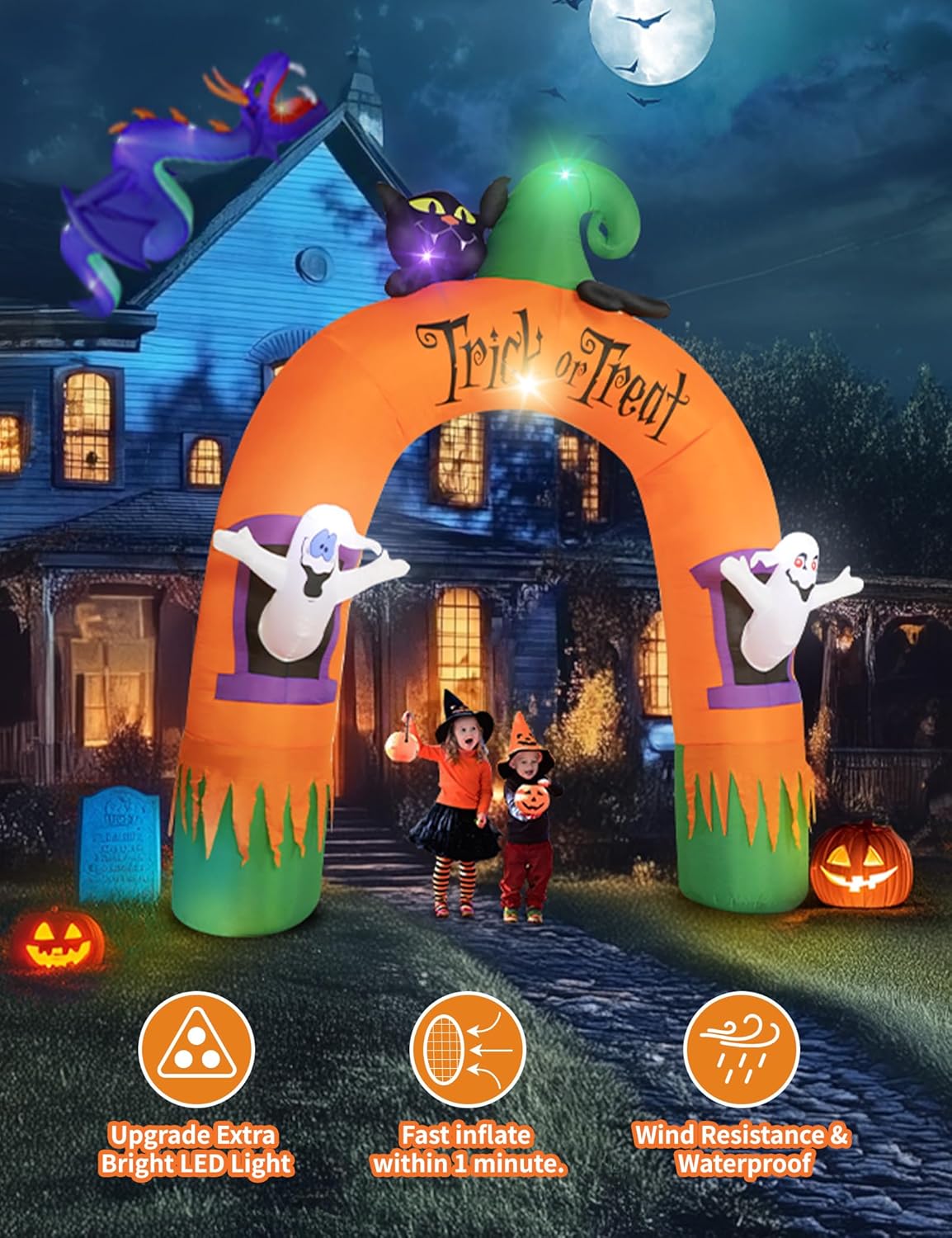 Halloween Ghost & Cat Archway Inflatable