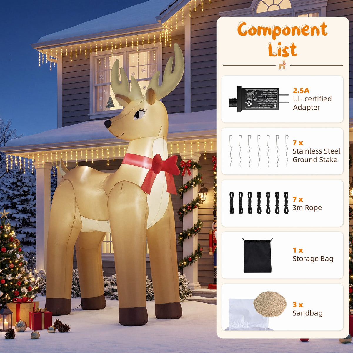 Giant Golden Reindeer Inflatable