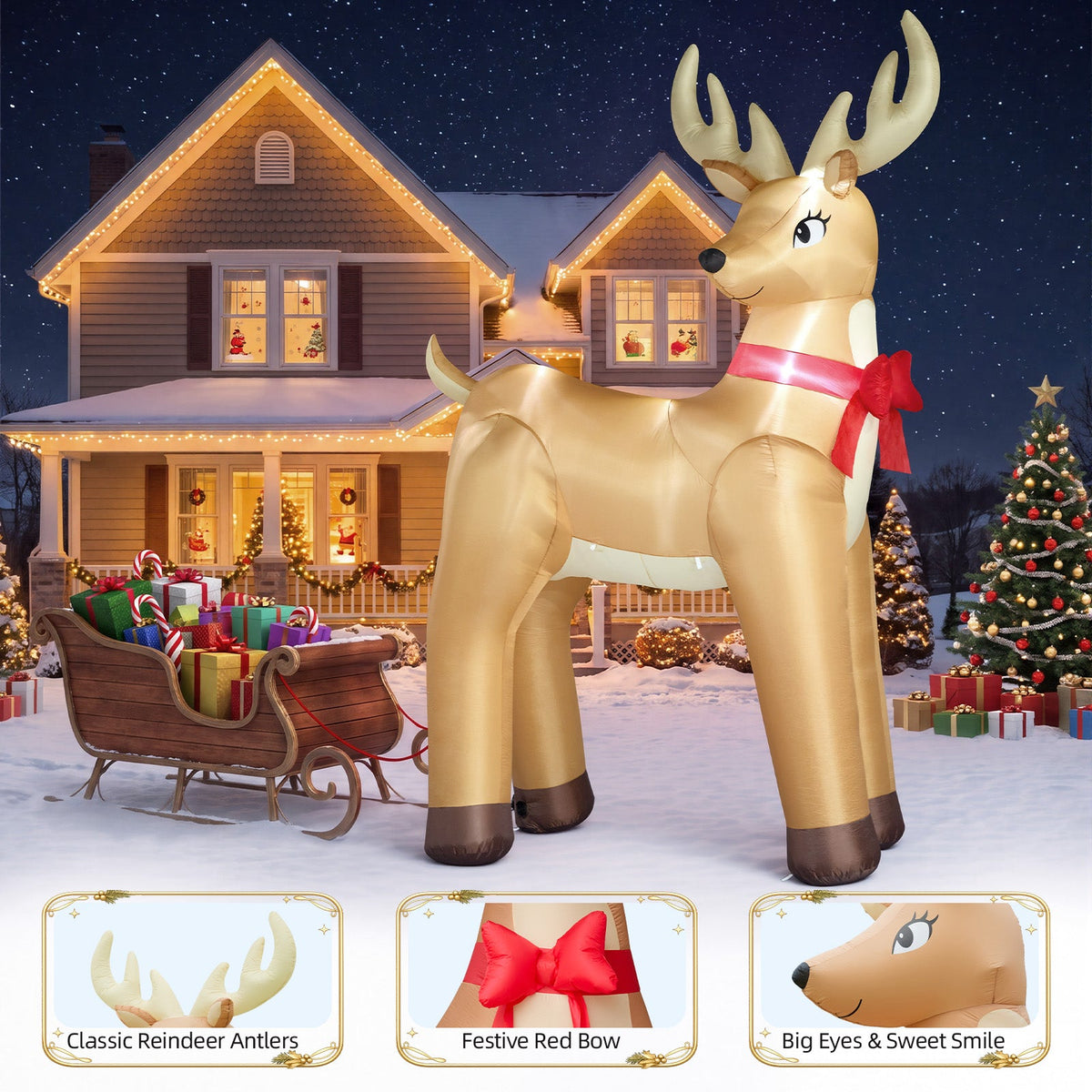 Giant Golden Reindeer Inflatable