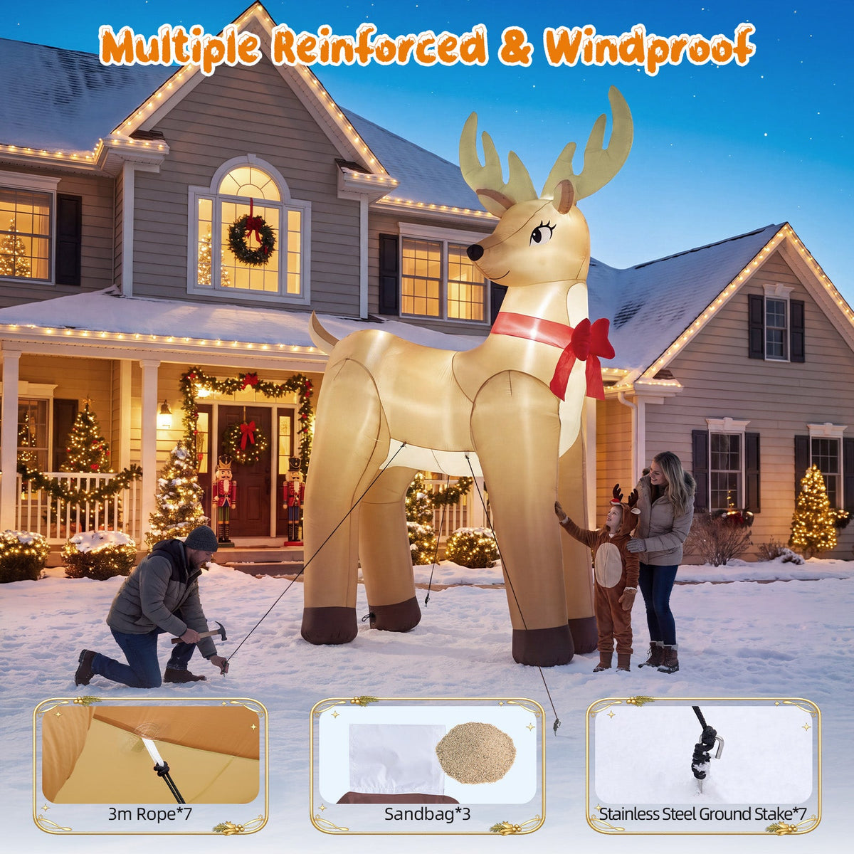 Giant Golden Reindeer Inflatable