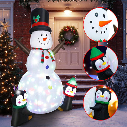 Snowman with Penguins Inflatable