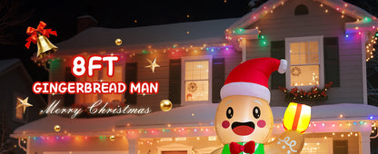 Gingerbread Man with Gift Inflatable