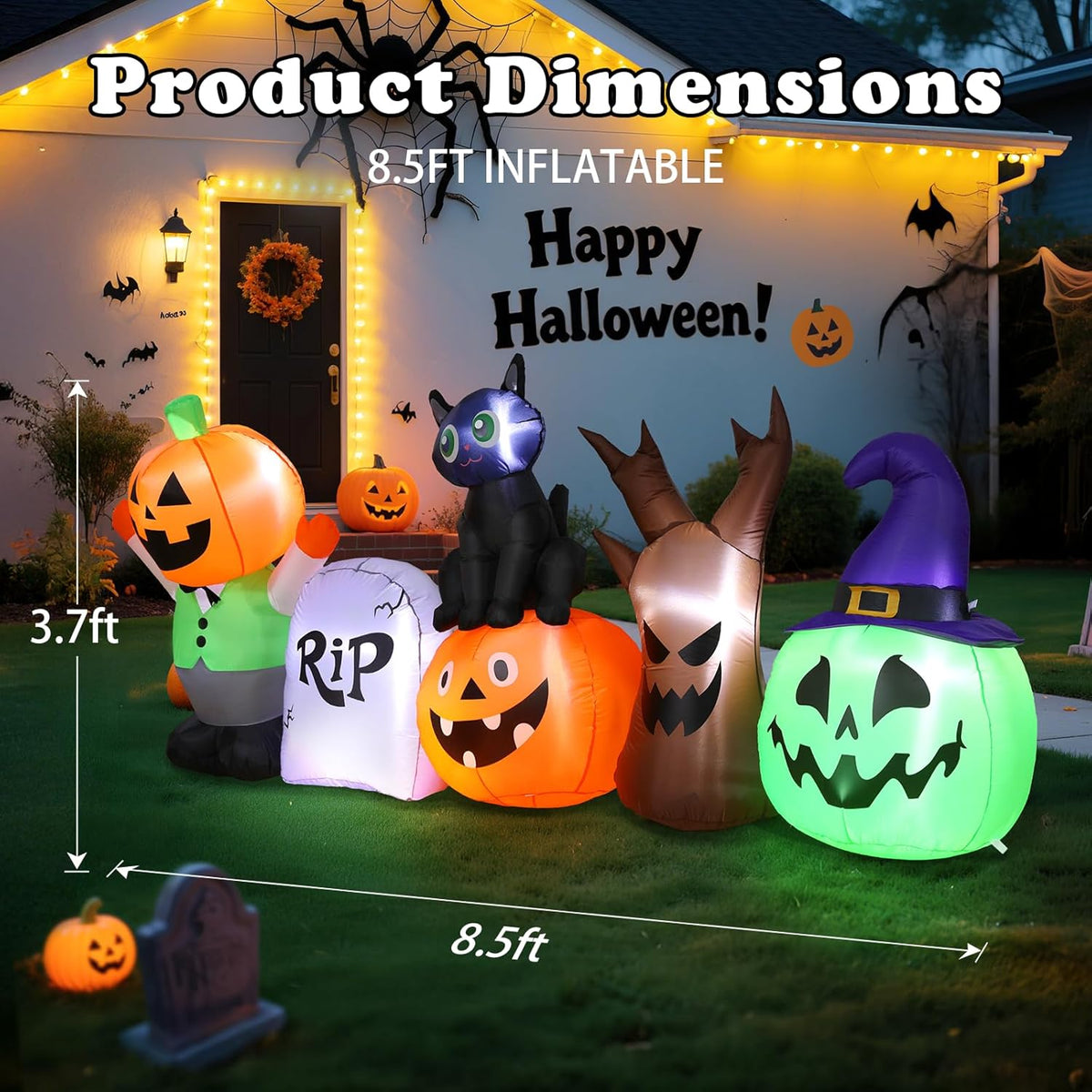 Pumpkin & Black Cat Inflatable