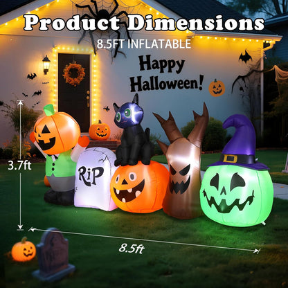 Pumpkin & Black Cat Inflatable