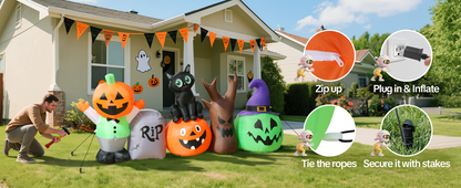 Pumpkin & Black Cat Inflatable