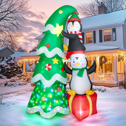 Christmas Tree with Penguins Inflatable