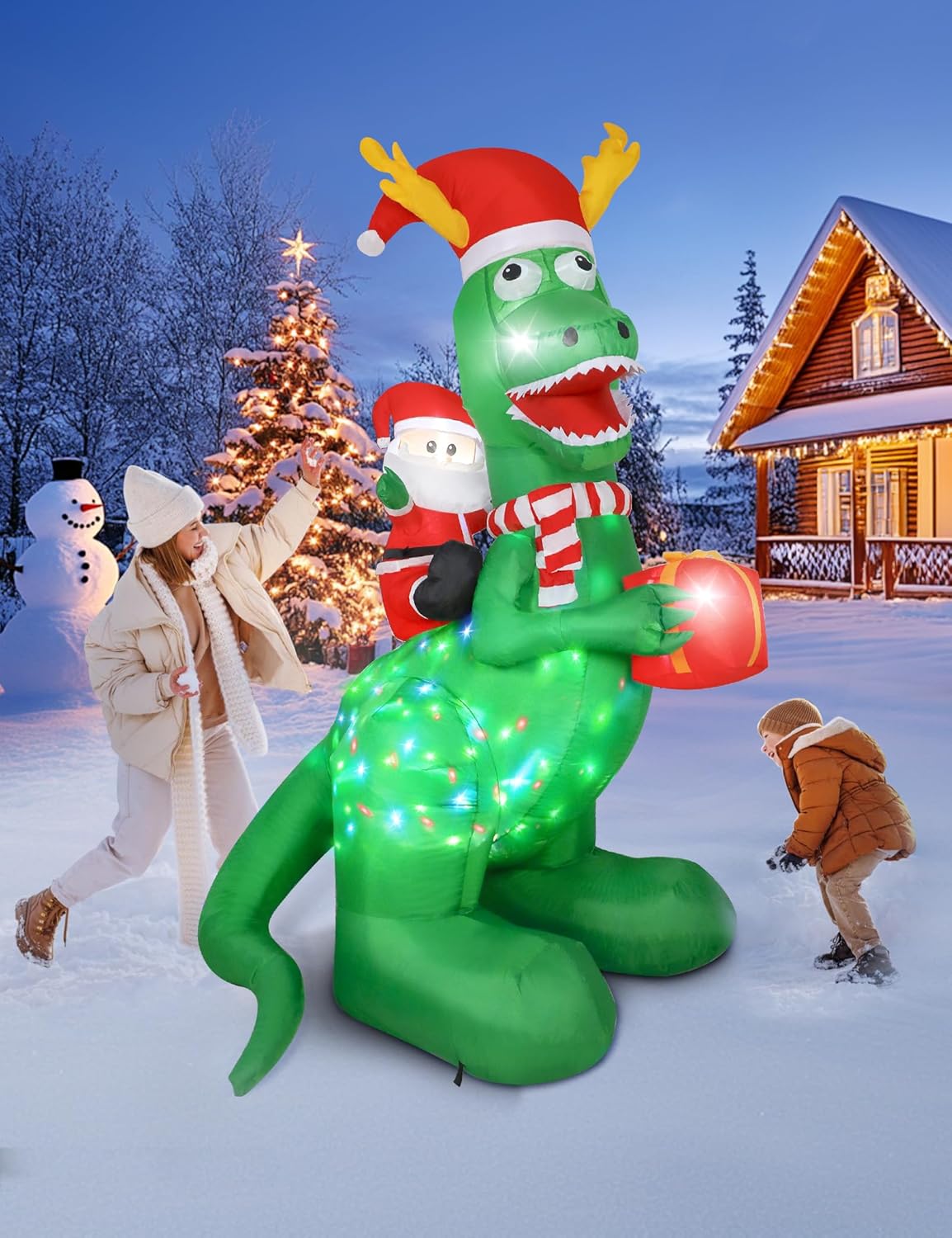 Santa Riding Dinosaur Inflatable