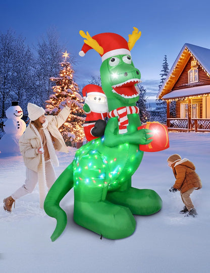 Santa Riding Dinosaur Inflatable