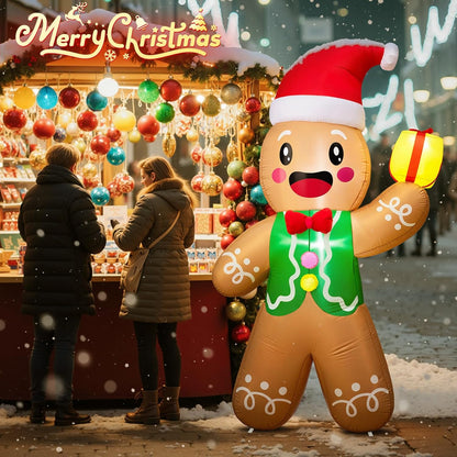 Gingerbread Man with Gift Inflatable