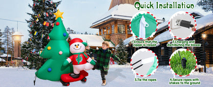 Christmas Tree with Scooter Snowman Inflatable