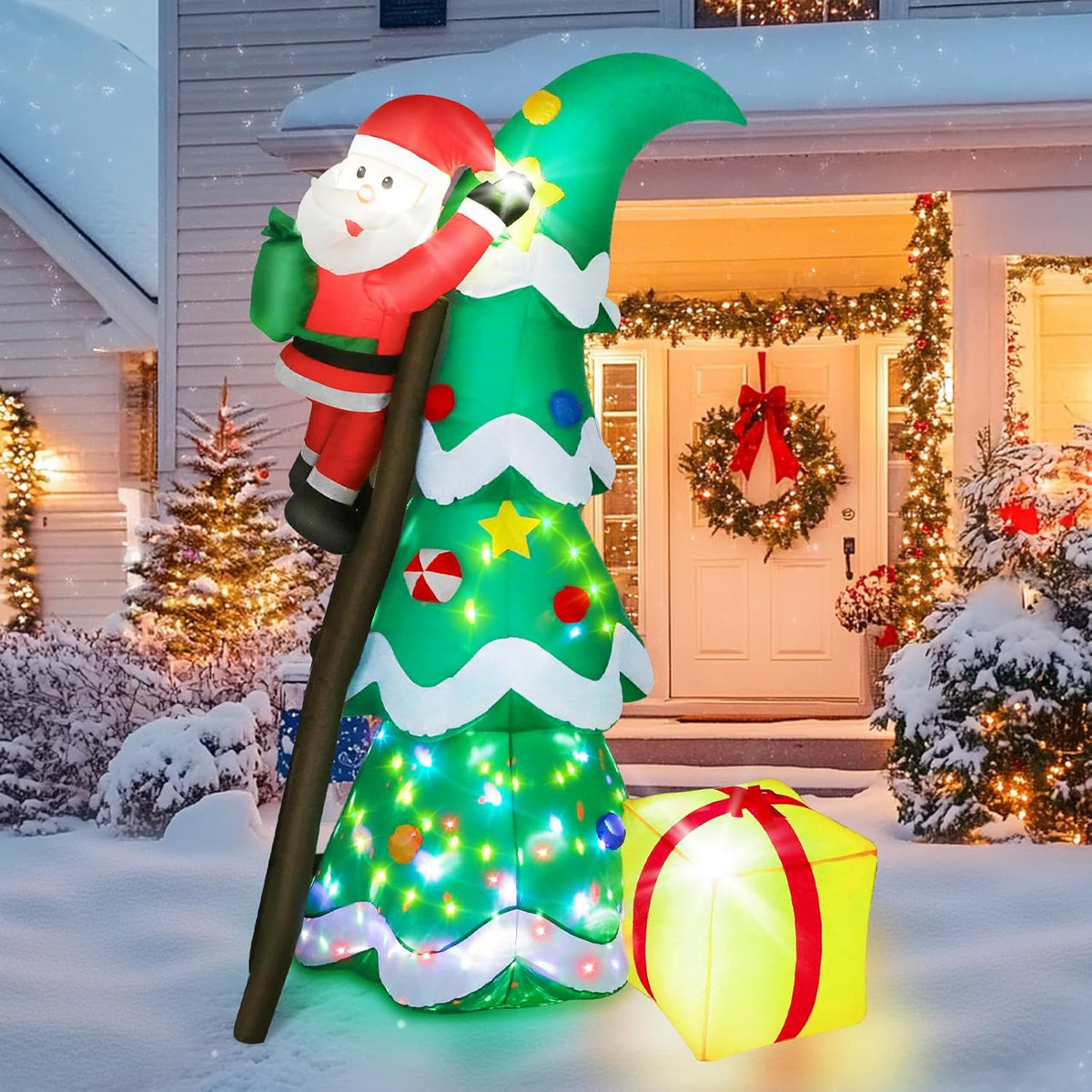 Christmas Tree with Climbing Santa Inflatable