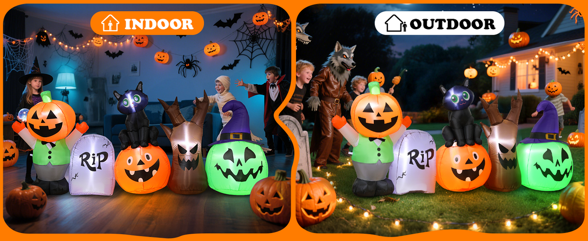 Pumpkin & Black Cat Inflatable
