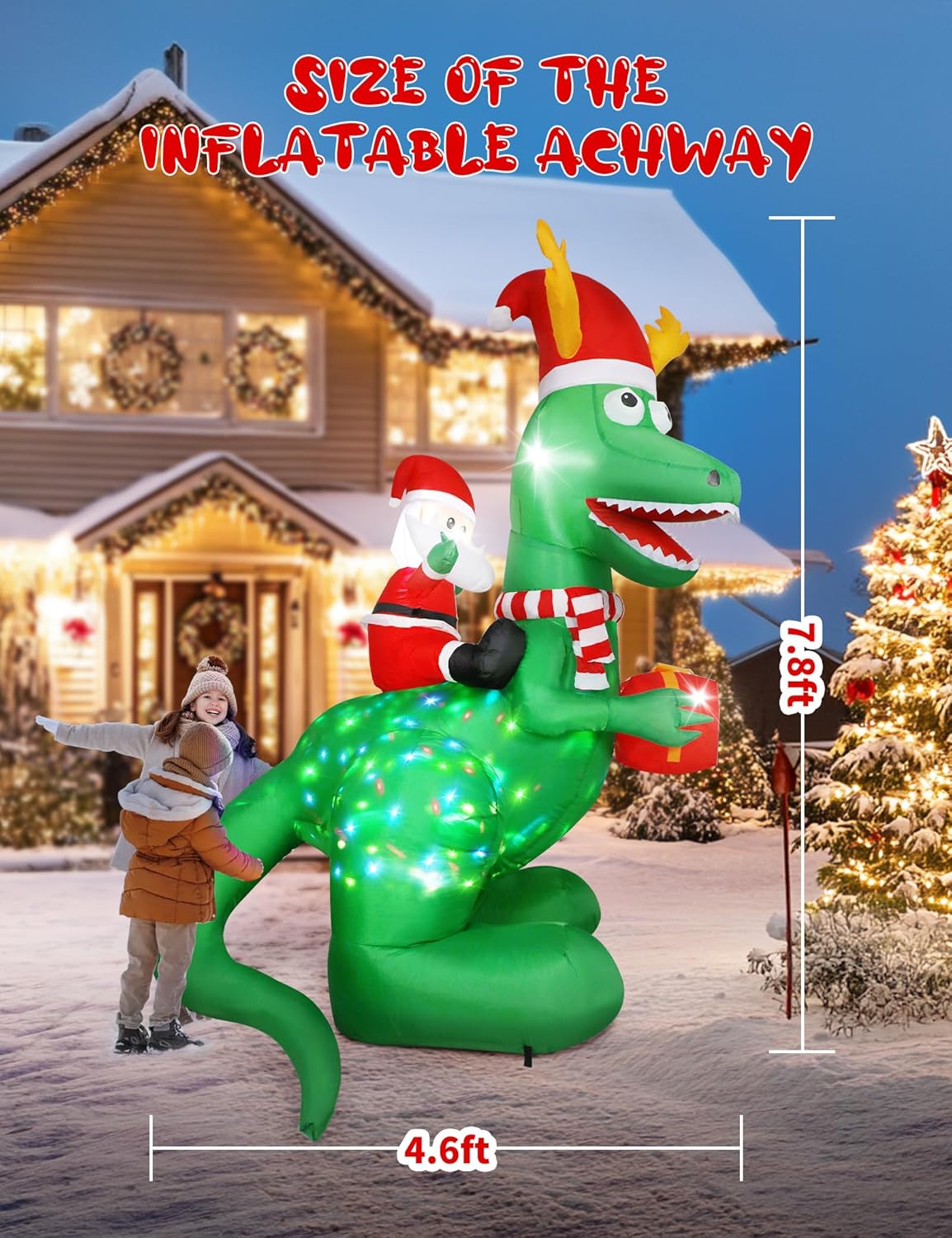 Santa Riding Dinosaur Inflatable