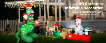 Santa Riding Dinosaur Inflatable