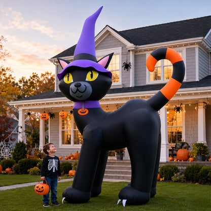 Giant Black Cat Witch Hat Inflatable