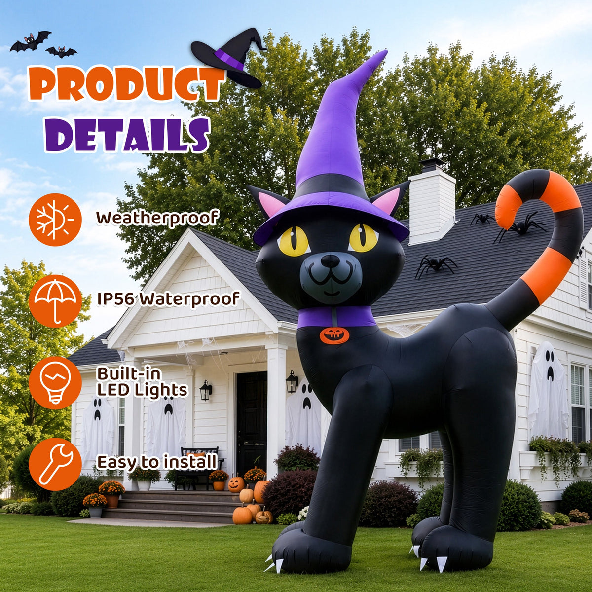 Giant Black Cat Witch Hat Inflatable
