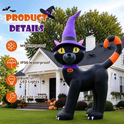 Giant Black Cat Witch Hat Inflatable