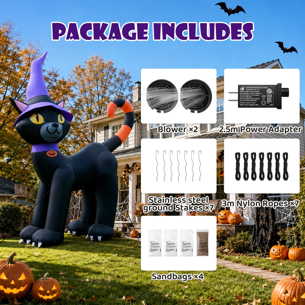 Giant Black Cat Witch Hat Inflatable