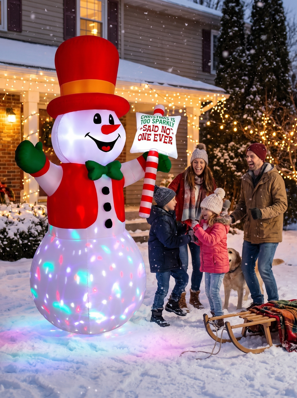 Snowman with Sign Inflatable, A Party Inside the Snowball