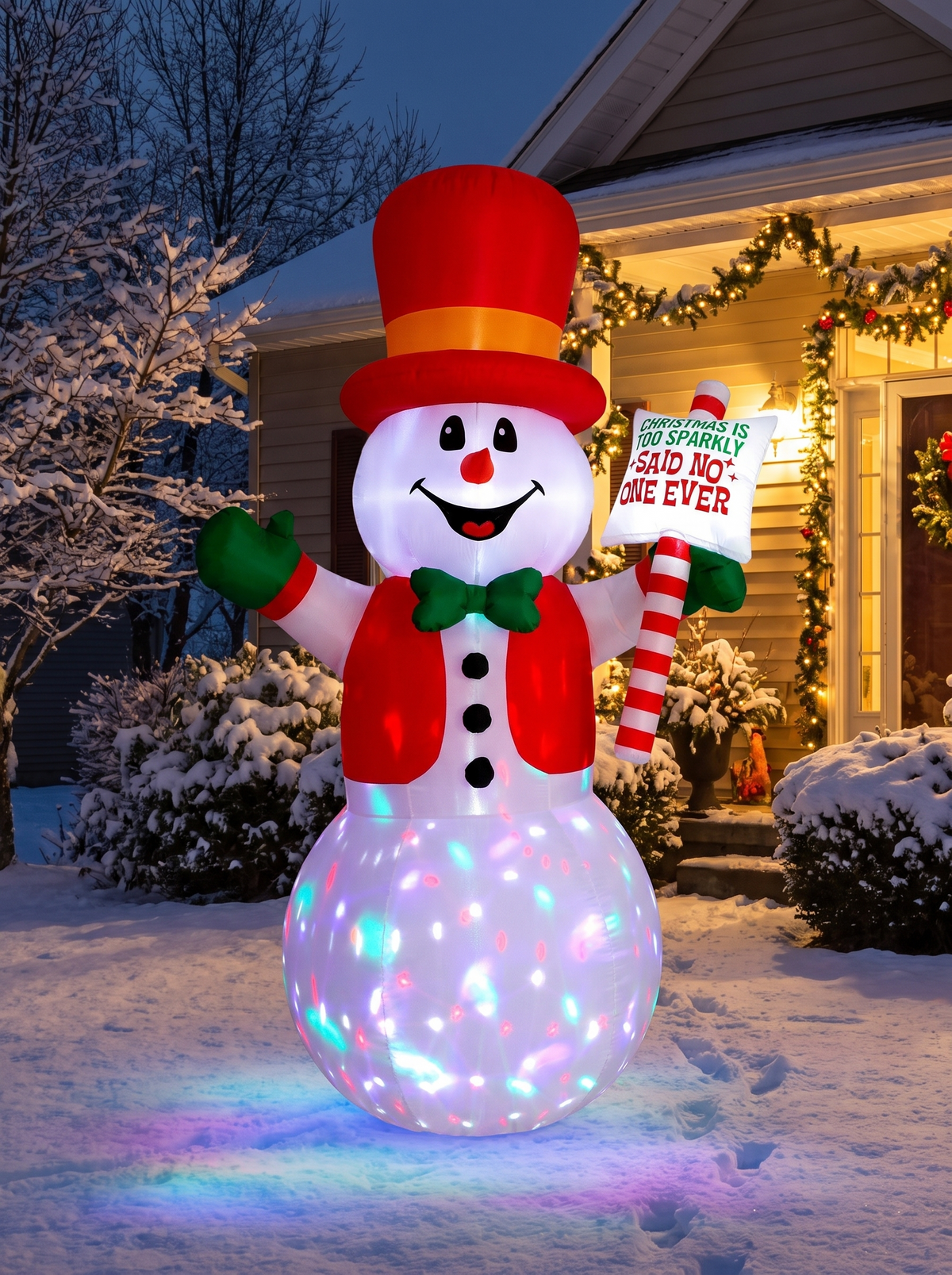 Snowman with Sign Inflatable, A Snowman With Something to Say