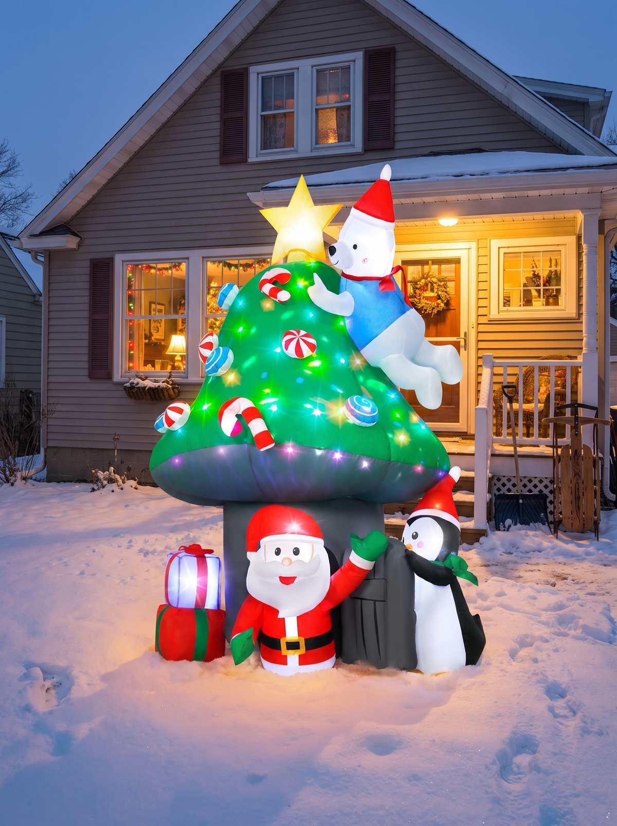 Christmas Mushroom House Inflatable, A Whole Village in One