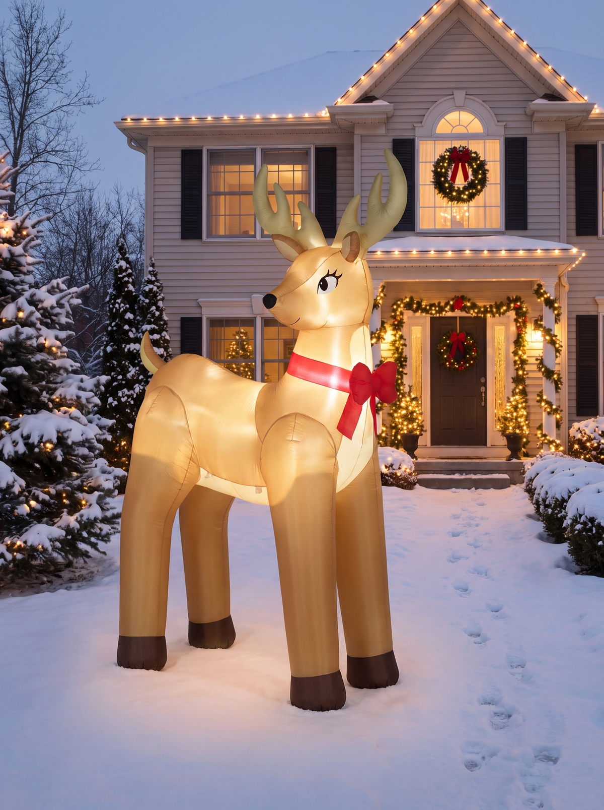 Giant Golden Reindeer Inflatable, Elegance on the Lawn