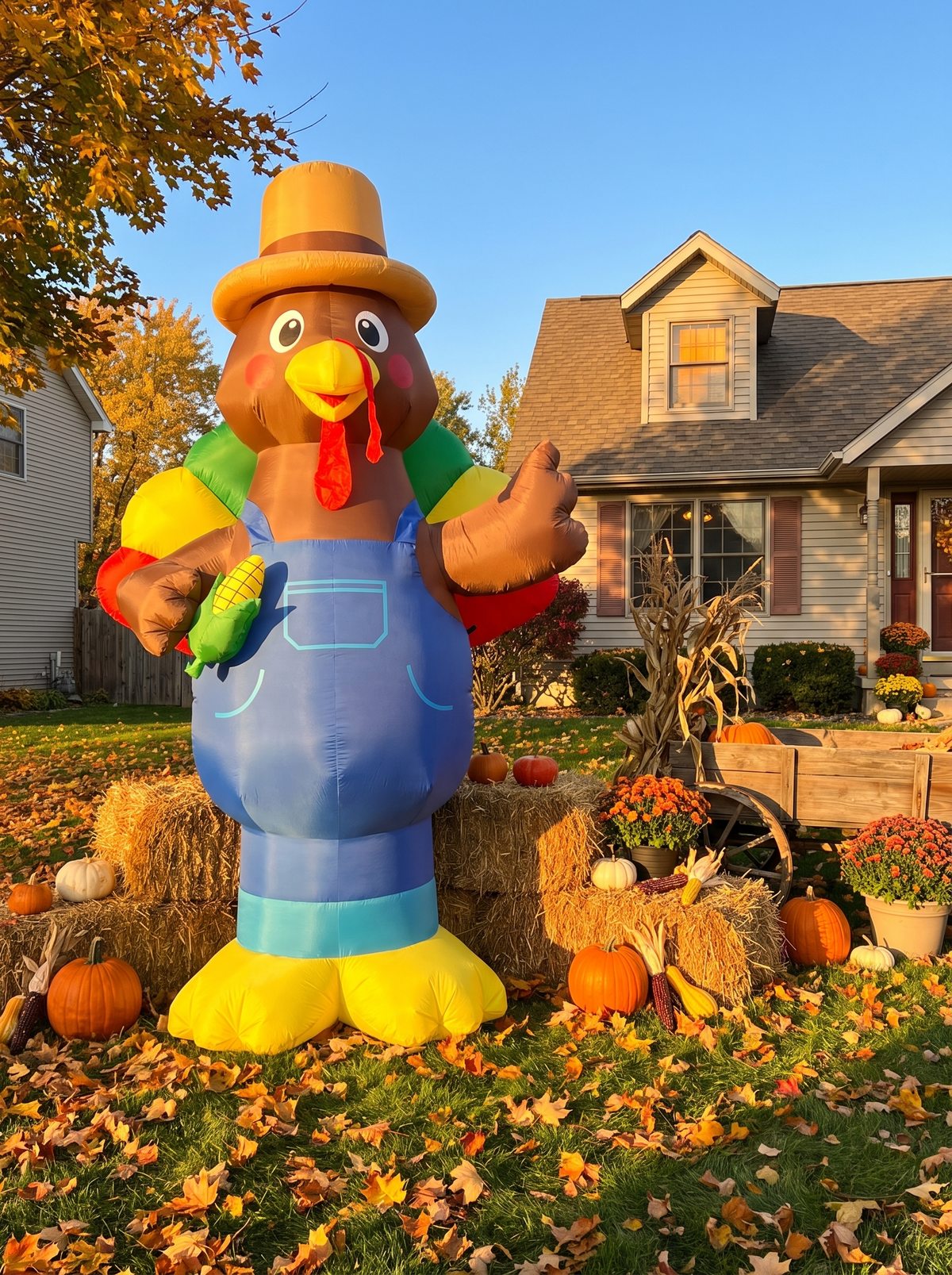 Giant Farmer Turkey Inflatable, A Warm Harvest Glow