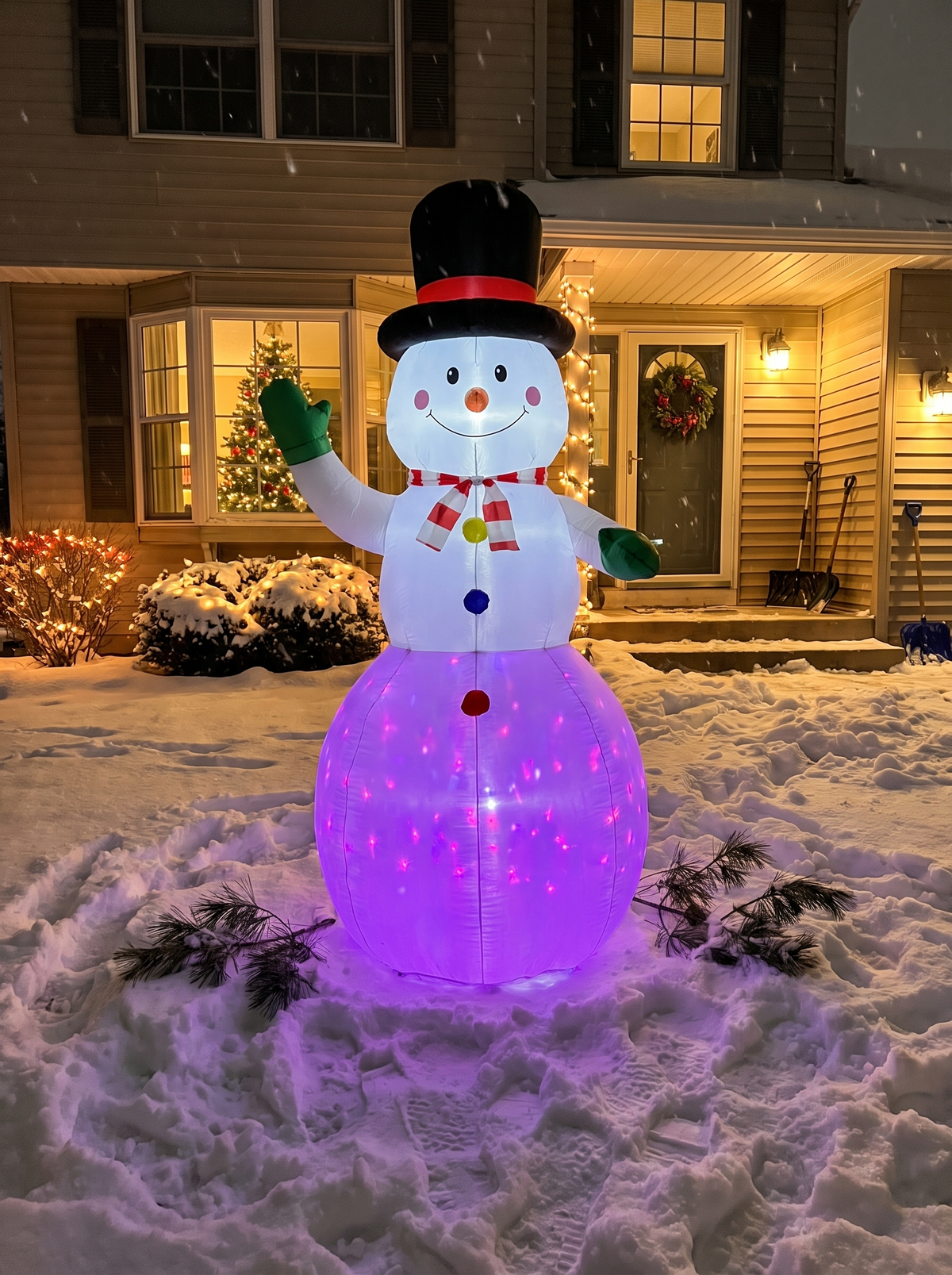 Waving Snowman RGB LED Inflatable, Sized for Any Spot
