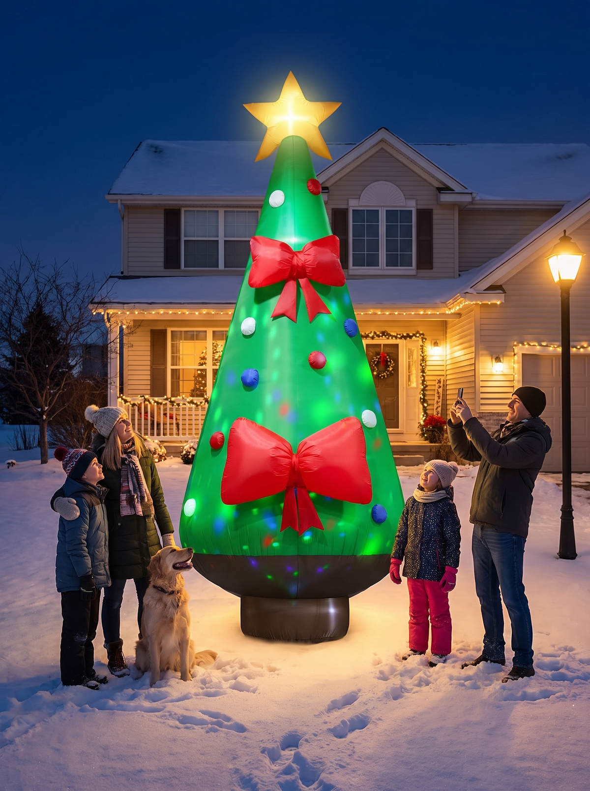 Giant Christmas Tree with Bow Inflatable, A Landmark for Your Block